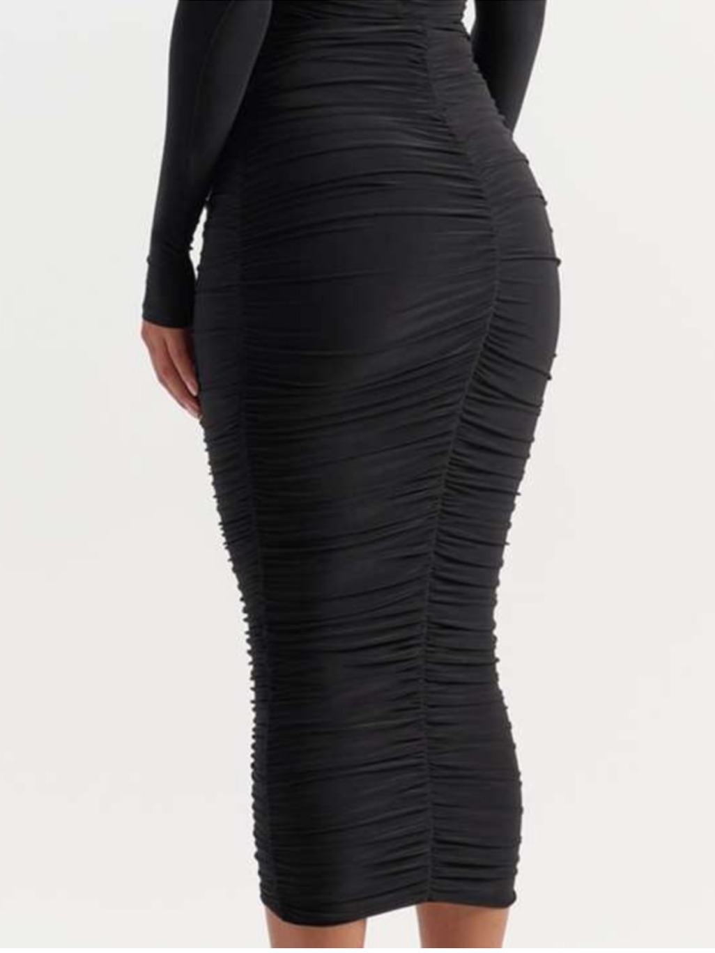 New Naked Wardrobe Long Black Ruched Skirt Stretch Evening Party Nwt. 15